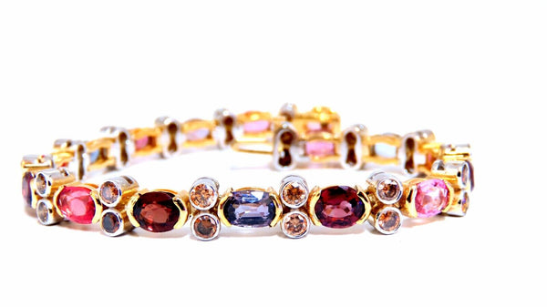 14.38ct Natural Multicolored Spinel Diamonds Bracelet Gemline 14kt