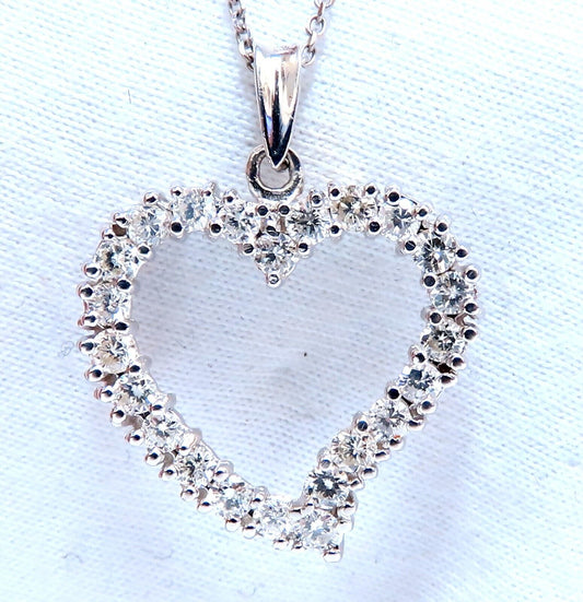 1.05ct Open Heart Natural diamonds necklace 14 karat