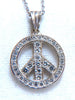 .80ct Bead Set Peace Charm natural Diamond Necklace 14kt