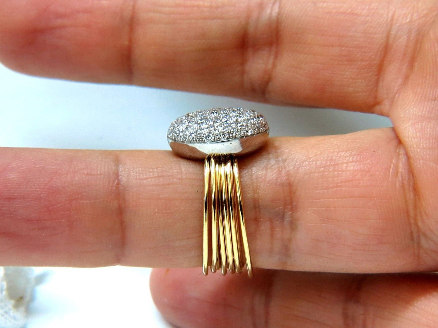 18KT 1.36CT MULTI BANDS BEAD SET MODERN DECO DIAMOND LADIES RING