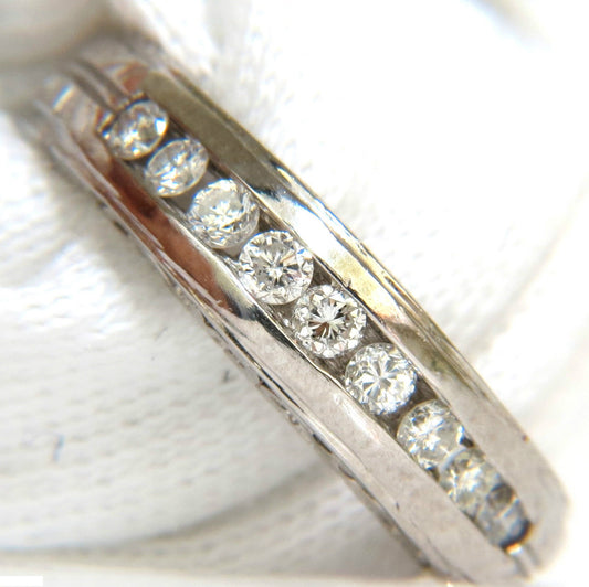 PLATINUM .75ct. DIAMONDS CHANNEL DECO GILT ETCHED SCALING SHANK RING