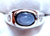 6ct Natural Gray Blue Sapphire Ring 14 Karat Cabochon Sugarloaf cut