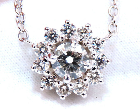 1.40ct natural diamonds halo cluster necklace 14kt