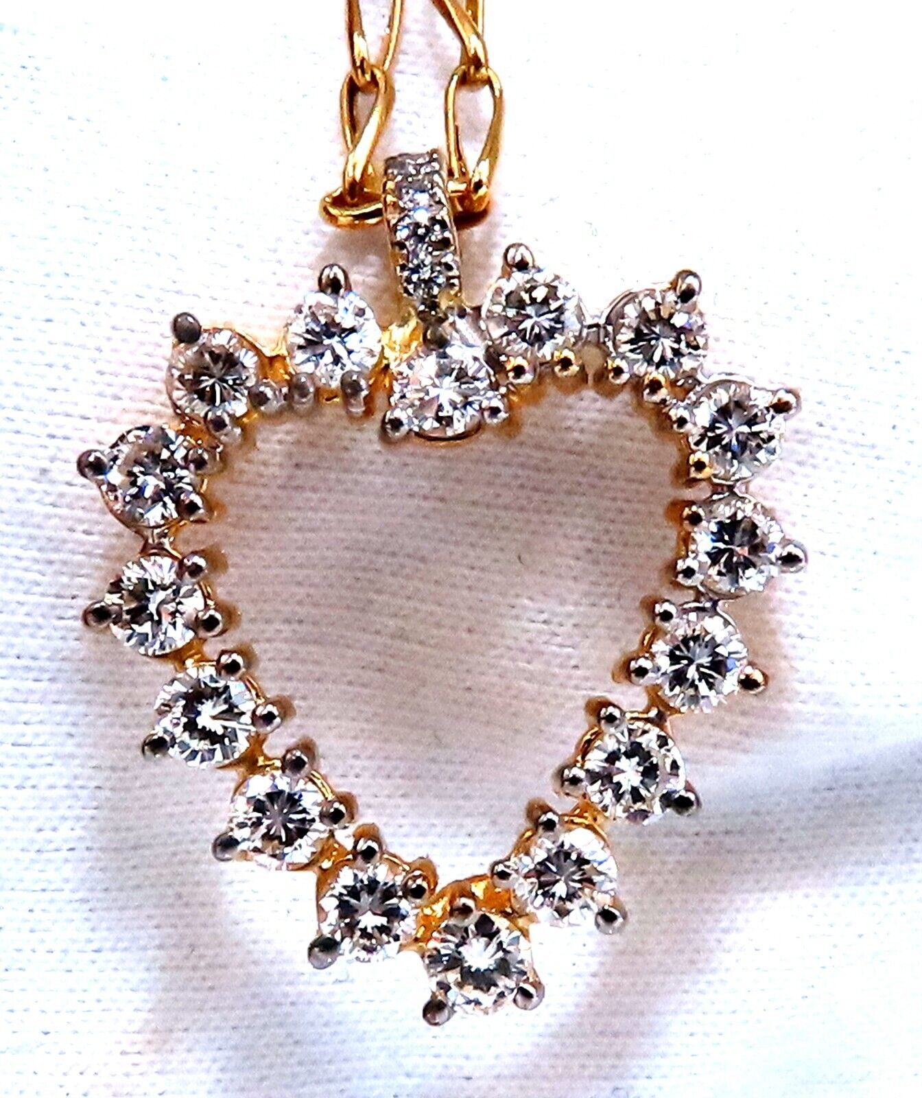 2.40ct natural diamonds open heart necklace 14kt g/vs