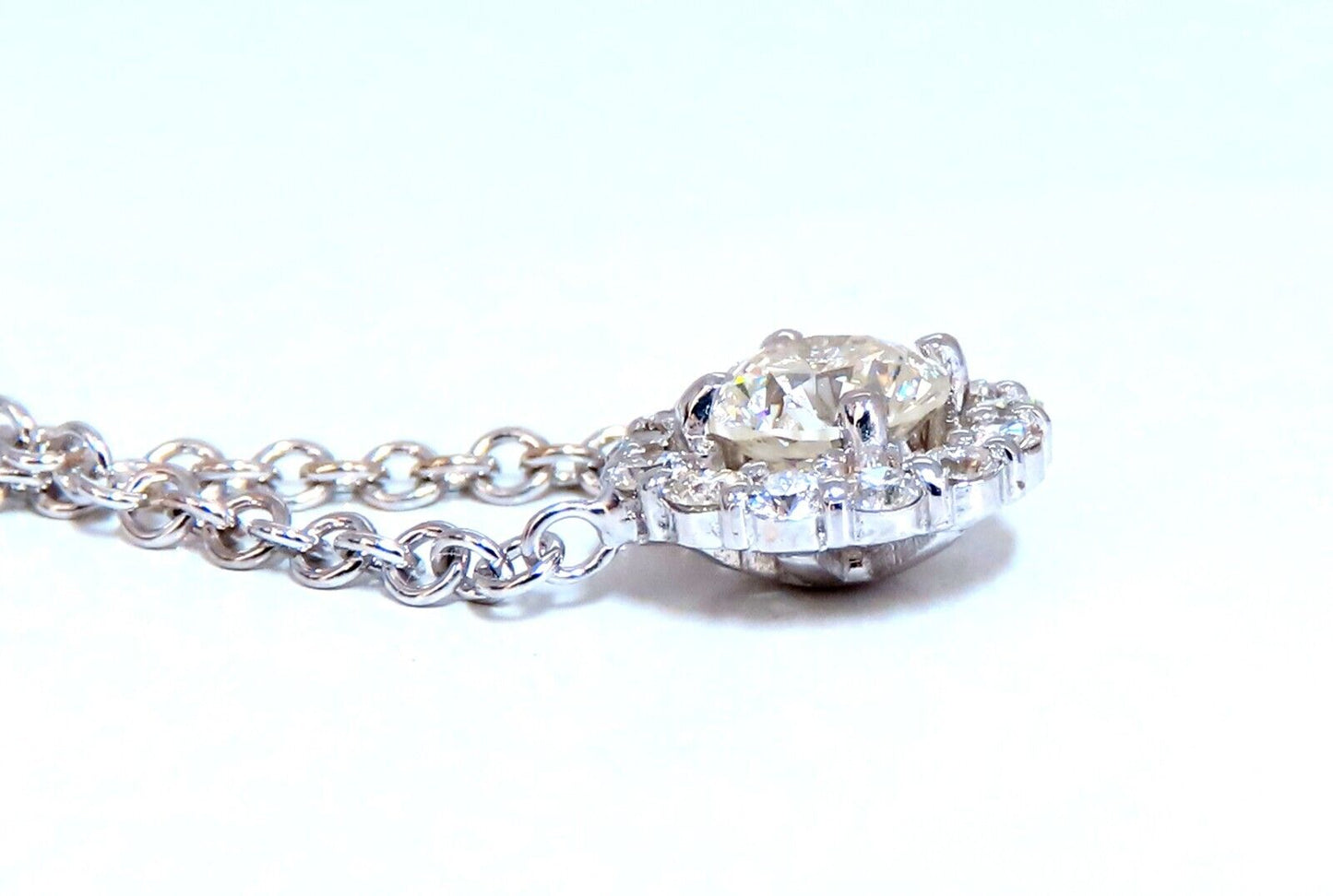 1.09ct natural diamonds halo cluster necklace 14kt