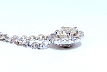 1.09ct natural diamonds halo cluster necklace 14kt