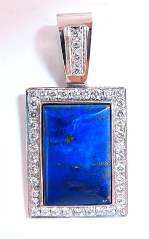 Natural Lapis Lazuli Diamonds Pendant 14kt