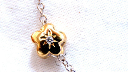 .10ct Natural diamonds clover link necklace14kt
