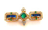 Vintage Rare Handmade Emerald Sapphire Diamond Pin 18kt