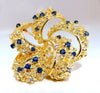 Swirling 18kt Gold Natural Sapphire Diamonds Pin