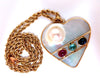 Mabe Blister Pearl Heart Shaped Necklace Rope Chain 14kt Emerald Ruby Sapphire