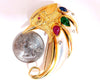 Vintage Carved South Sea Pearl Ruby Sapphire Emerald Penguin Pin 18kt Gold