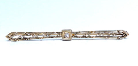 .05ct Natural Diamond Gold Pin Edwardian Deco Vintage