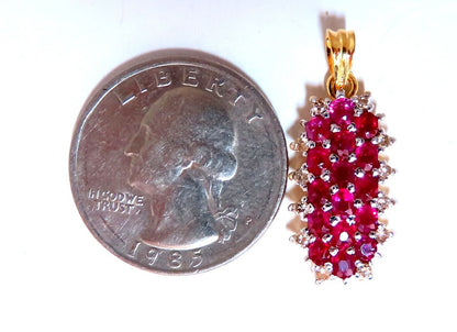 1.60ct Natural Ruby Diamonds Cluster Pendant 18kt