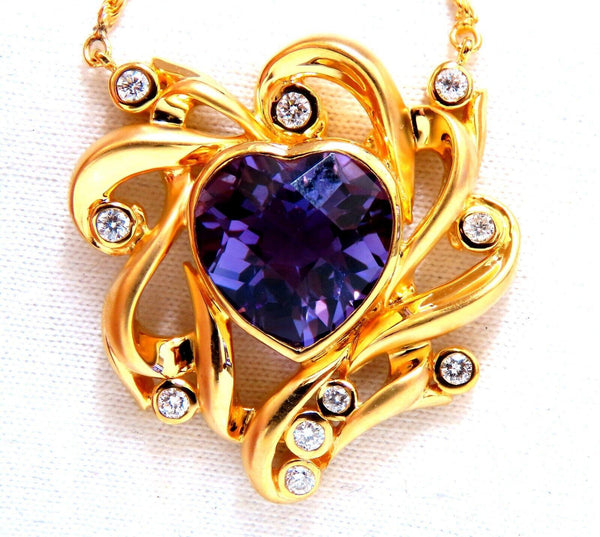 6 carat natural heart amethyst modified Royal Crest deco necklace 14 karat gold