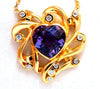 6 carat natural heart amethyst modified Royal Crest deco necklace 14 karat gold
