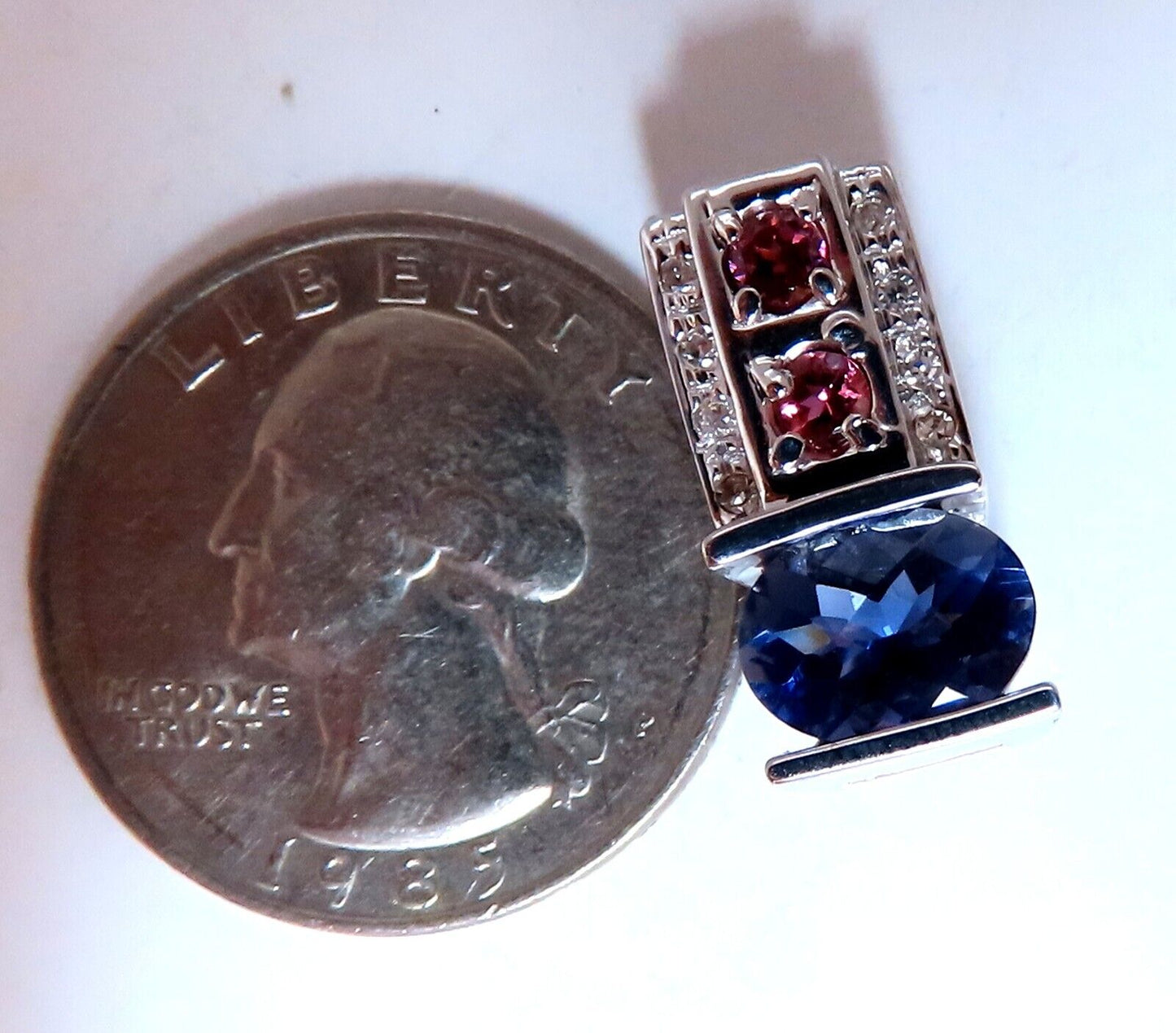 1.70 carat natural tourmaline diamond slide and clip pendant 14kt retractable