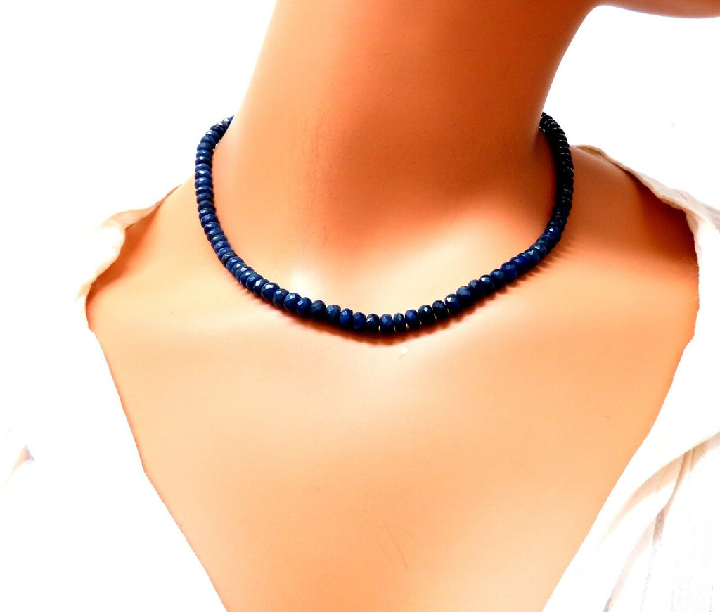 Burma Blue Sapphire Necklace Faceted Beads 2 rows 4 mm beads Natural  Sapphire | eBay