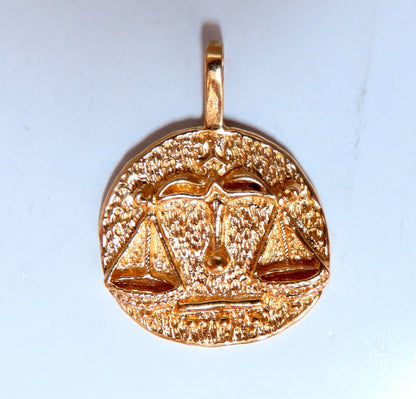 Libra zodiac horoscope solid gold charm handmade 14 karat