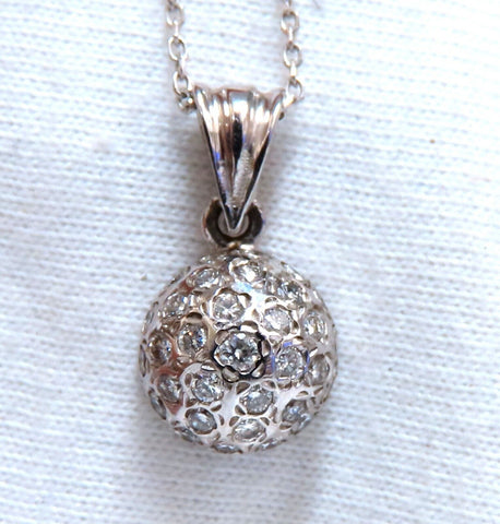 .75ct Natural Round Diamonds Circle Dome Half Ball Pendant Necklace 14kt