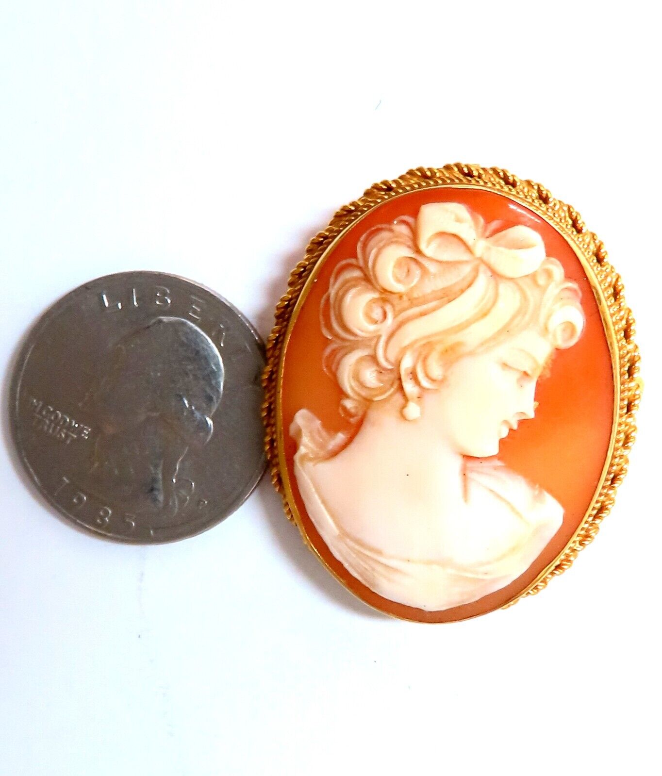 14kt Gold Cameo Gold Pin 31 x 38mm