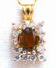 1.20 carat natural yellow brown Sapphire diamonds necklace 14 karat