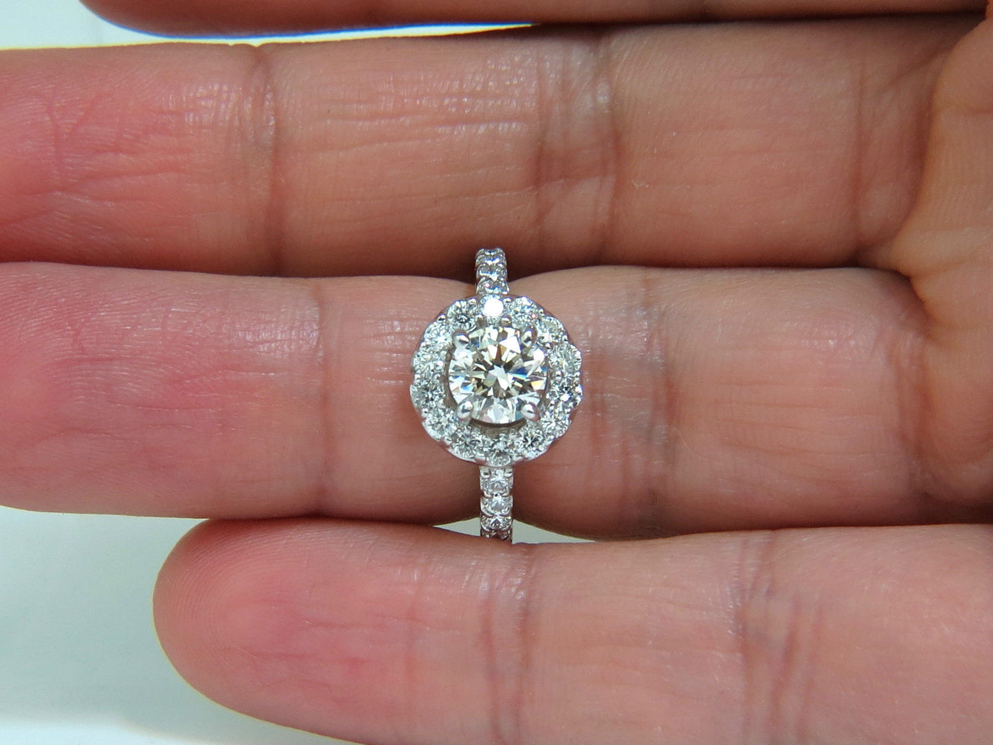 2.00CT BRILLIANT ROUND FULL CUT DIAMOND RING HALO 14KT