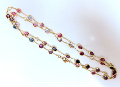 20ct multi-colored natural spinel diamonds yard necklace 25 inch 14kt gold