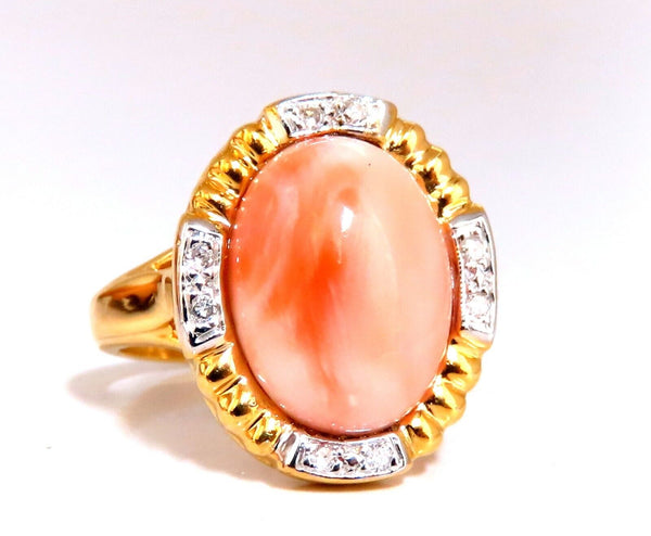 10ct Natural Coral Diamonds Ring 14kt