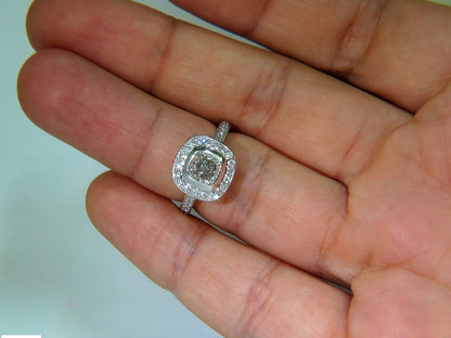 GIA 2.63CT HALO CUSHION CUT DIAMOND RING PLATINUM  I/VS1