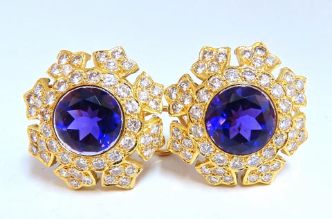 23.50ct Natural Round Bright Purple Diamond Clip Earrings 18kt