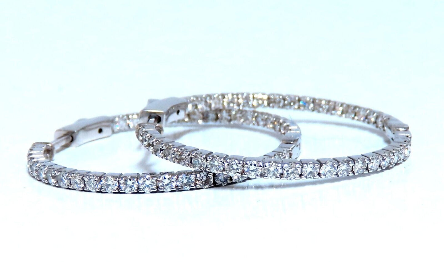 1.60ct Natural Round Diamond hoop earrings 14kt 30mm