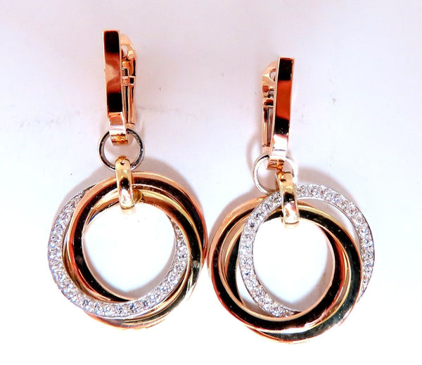 .52ct natural diamonds rolling rings dangle earrings 14kt multi