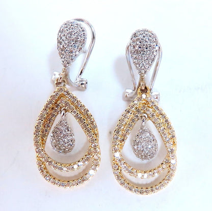 1.20ct Pear Shape Halo Dangle Earrings 14kt