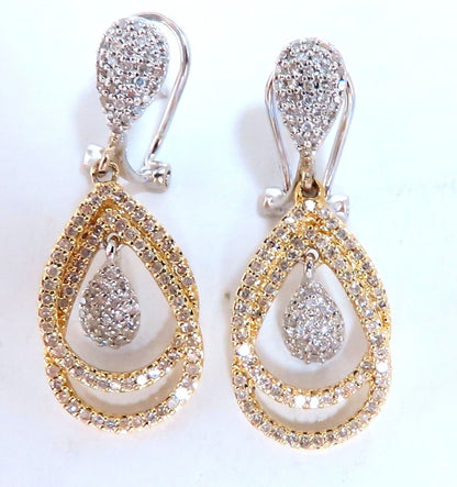 1.20ct Pear Shape Halo Dangle Earrings 14kt