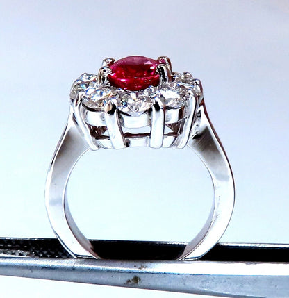 GIA certified 1.59ct No Heat natural ruby diamond ring 14kt classic halo