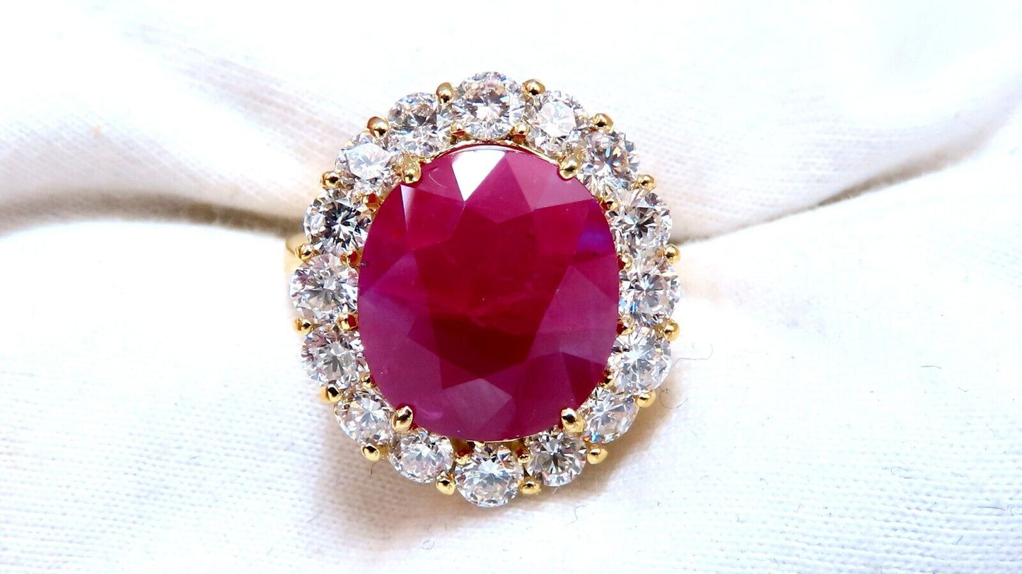 GIA certified 11.90ct natural ruby diamond ring 18kt classic halo