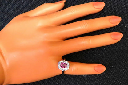 2.26ct GIA Certified Natural Purple Pink Sapphire diamonds ring 14kt
