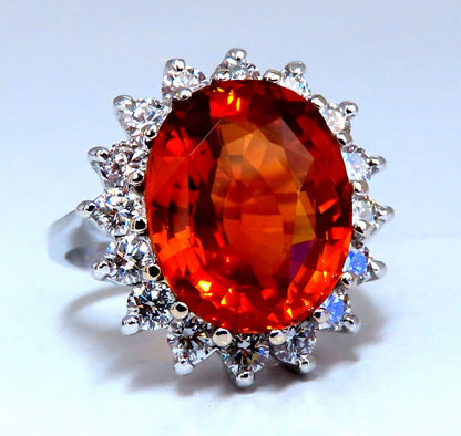 10.13ct GIA Certified Natural Orange Sapphire diamonds ring 14kt