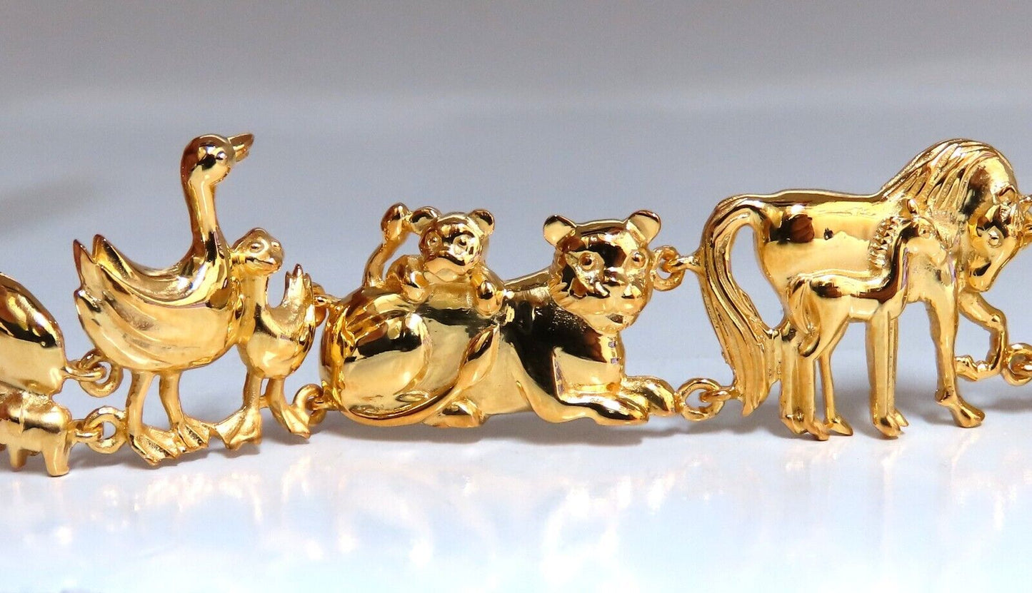 14kt Gold Animal Trail Noah Ark Bracelet Bear Sheep Kangaroo Pig Swan Lion Puppy