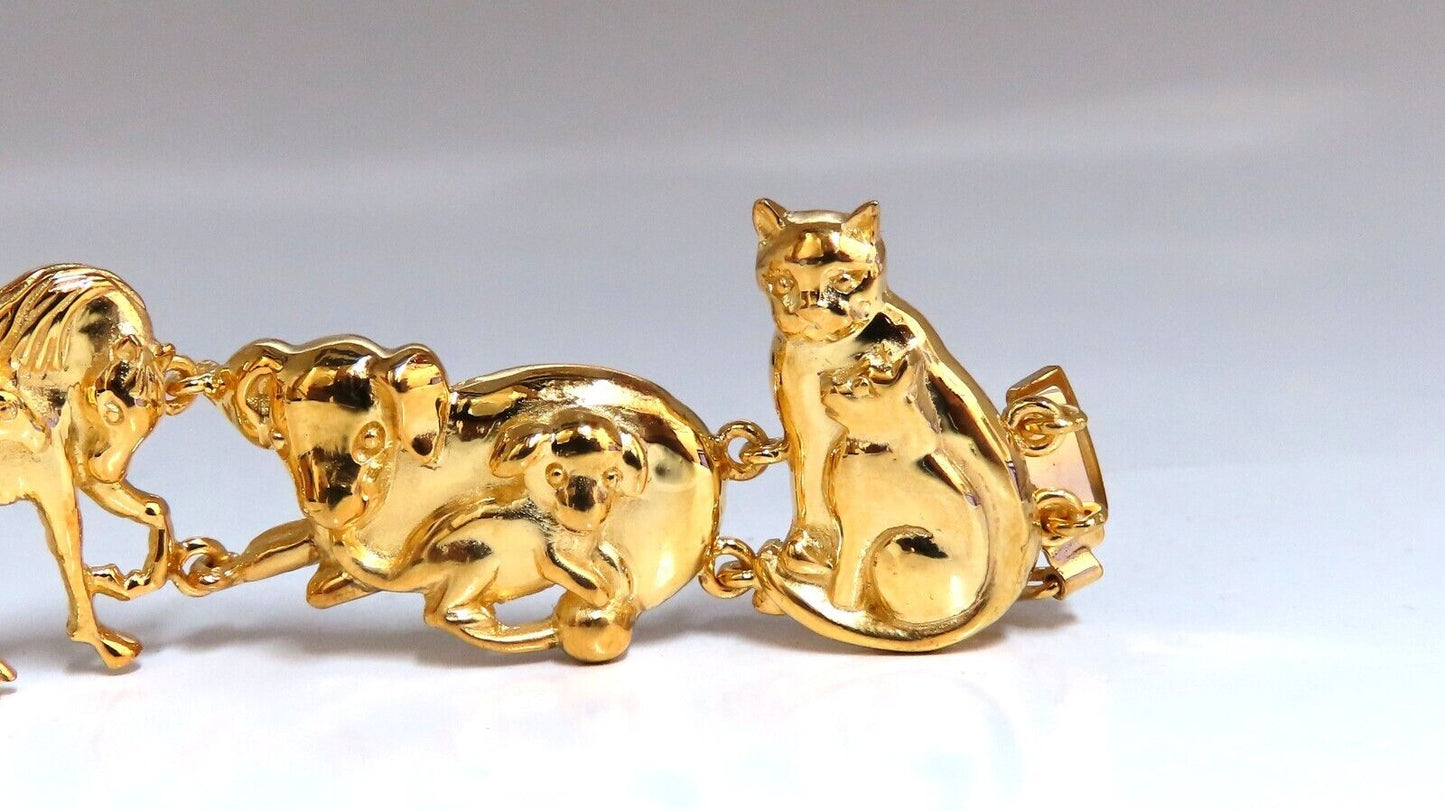 14kt Gold Animal Trail Noah Ark Bracelet Bear Sheep Kangaroo Pig Swan Lion Puppy