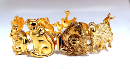 14kt Gold Animal Trail Noah Ark Bracelet Bear Sheep Kangaroo Pig Swan Lion Puppy