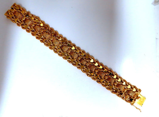 14kt Gold Hearts Rope & Tassel Vintage Hand winded Intricate Bracelet