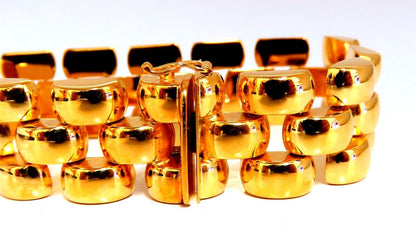14kt Gold Panther Form Wide Link Gold Bracelet 37.8 Grams 18mm 7 inch