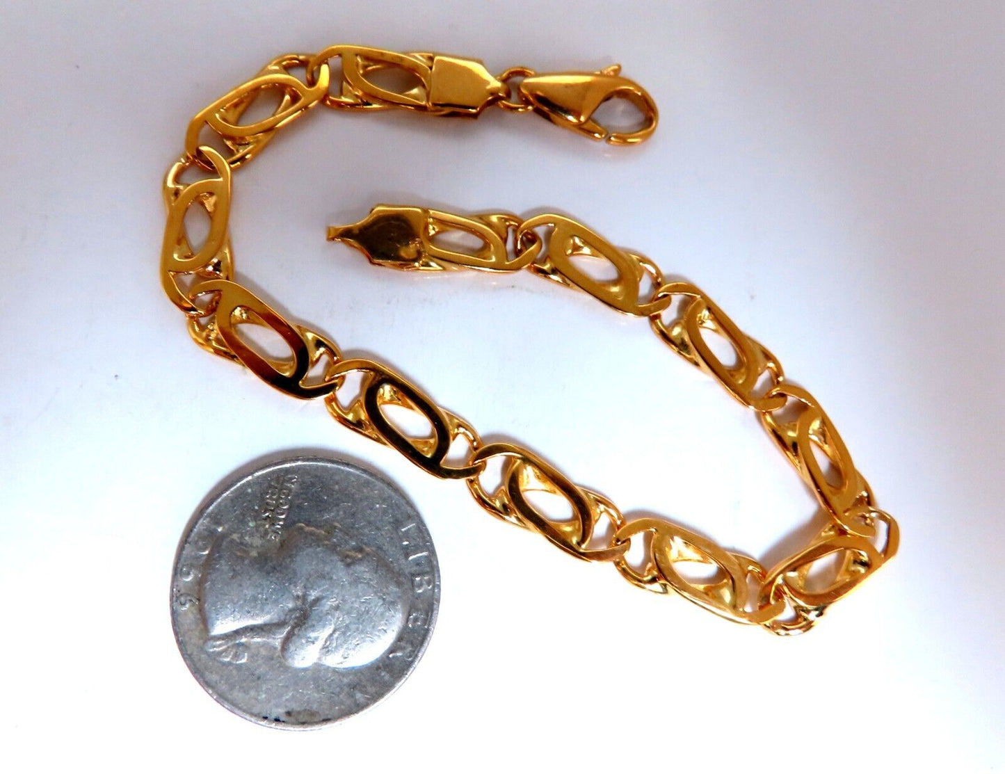 Modified Paper Clip Link Bracelet 14kt 15.6 Grams