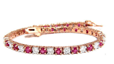 6.51ct vivid red natural ruby diamonds alternating tennis bracelet 14kt 😊