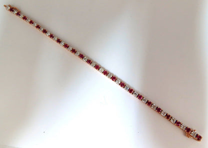 6.51ct vivid red natural ruby diamonds alternating tennis bracelet 14kt 😊
