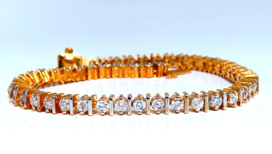2.02ct. natural round diamonds bar tennis bracelet classic 14 karat yellow gold