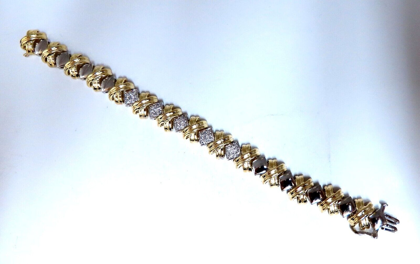 .86ct Natural Diamonds Bracelet 14kt Gold X link