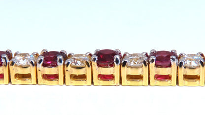14.05ct Natural Ruby Diamonds Alternating Tennis Bracelet 14kt Gold Classic